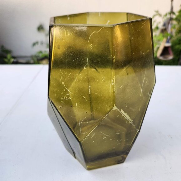Beautiful Vintage Green Hexagon Vase Terrarium Decor Mid Century Modern Rustic F - Picture 8 of 16